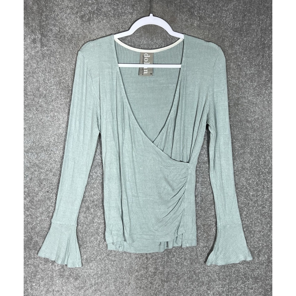 Dolan Left Coast Collection Top Womens Size Medium Sage Green‎ Ribbed Knit